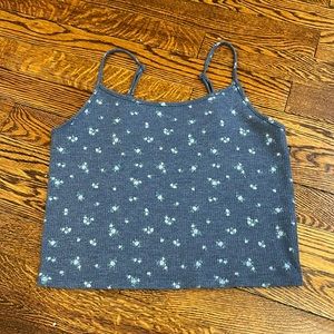 american eagle blue floral ribbed tank top!